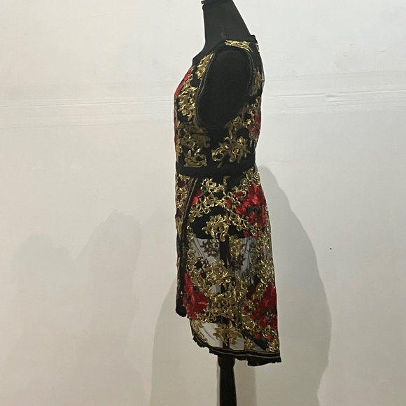 Wow, couture, red, black and gold lace dress - Picture 9 of 13